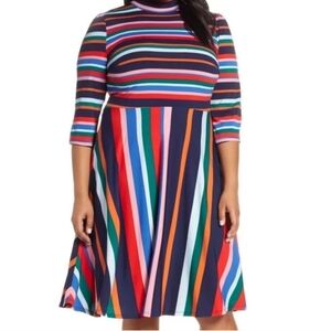 Eloquii Printed Fit and Flare Dress Plus Size 16 Colorful Back Cutout